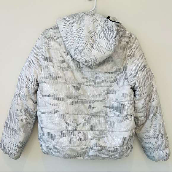 Abercrombie Kids Full Zip Hooded Puffer Snow Jacket Unisex Size 11-12 White Gray - Picture 4 of 6